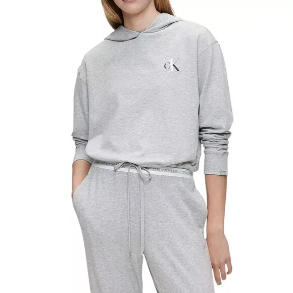 Calvin Klein Women’s CK One Lounge Long Sleeve Hoodie – Style QS6427 - Grey - Picture 1 of 1